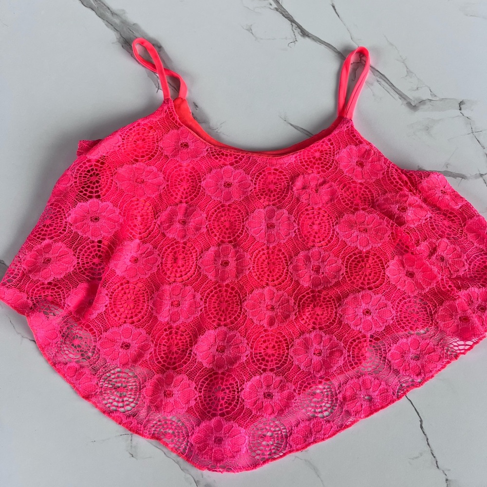 Charlotte Russe Hot Pink Neon Pink Crop Top Size Small